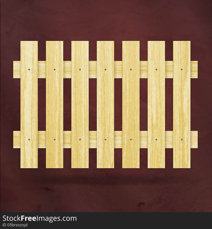 New wooden planks fence on red background can use like vintage natural design element