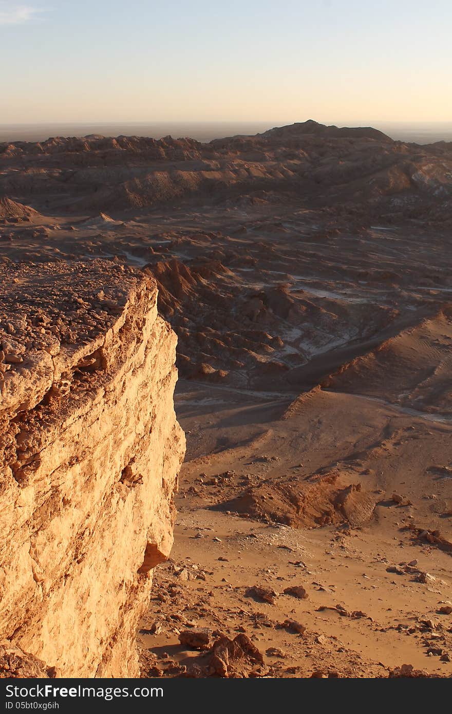 Landscape of Moon Valley, located in Desert of Atacama, Chile.