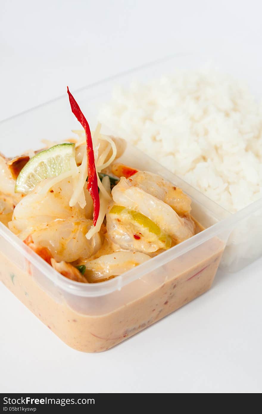 Thai Take Away Food, Prawn Lemon Sauce With Rice