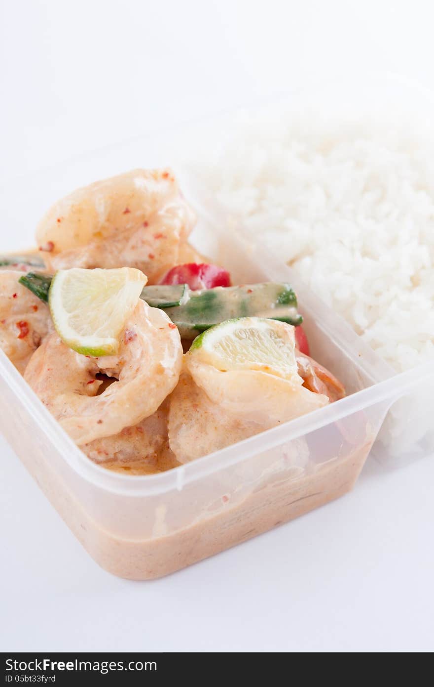 Thai Take Away Food, Prawn Lemon Sauce With Rice