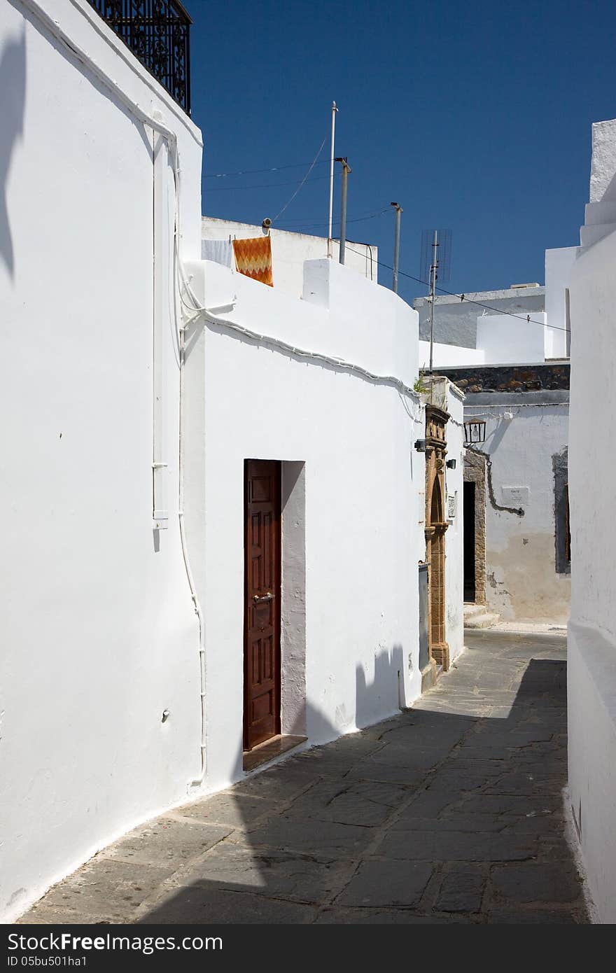 Typical white houses in the town of lindos. Typical white houses in the town of lindos