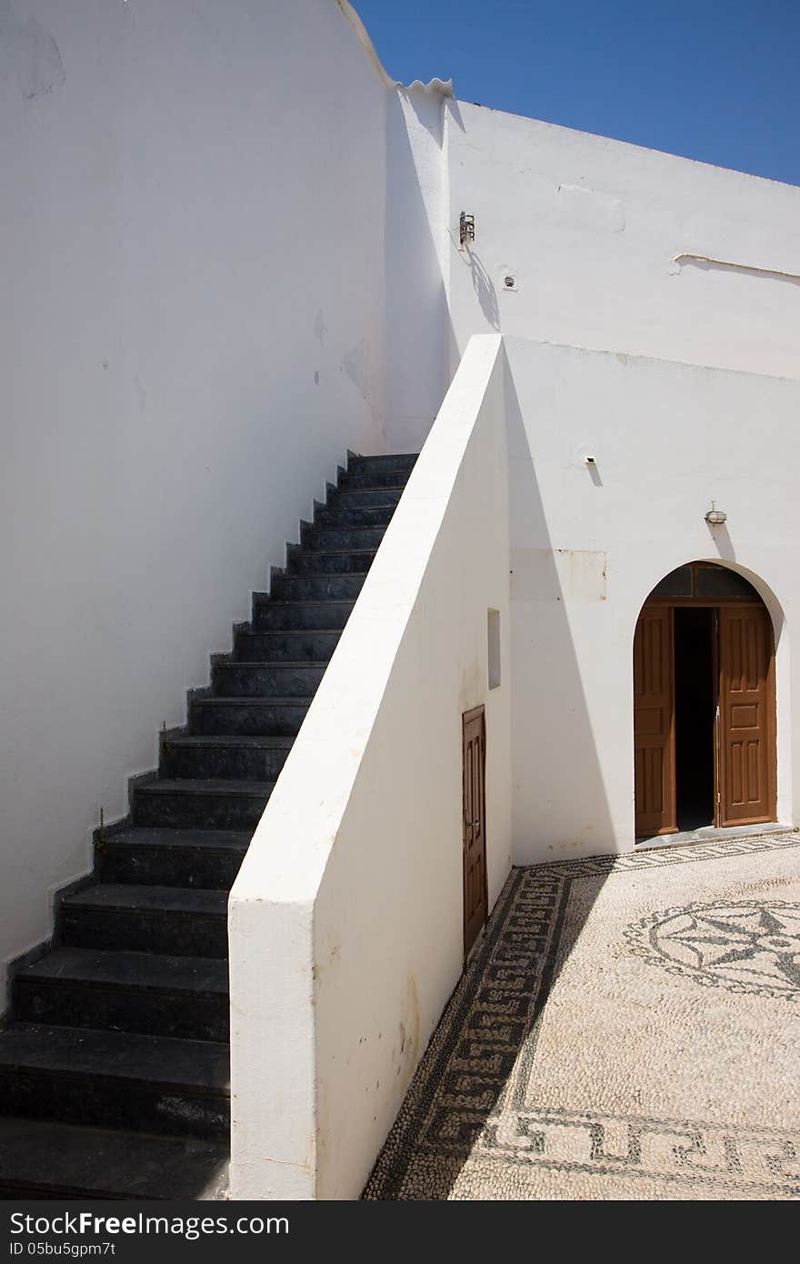 Typical white houses in the town of lindos. Typical white houses in the town of lindos