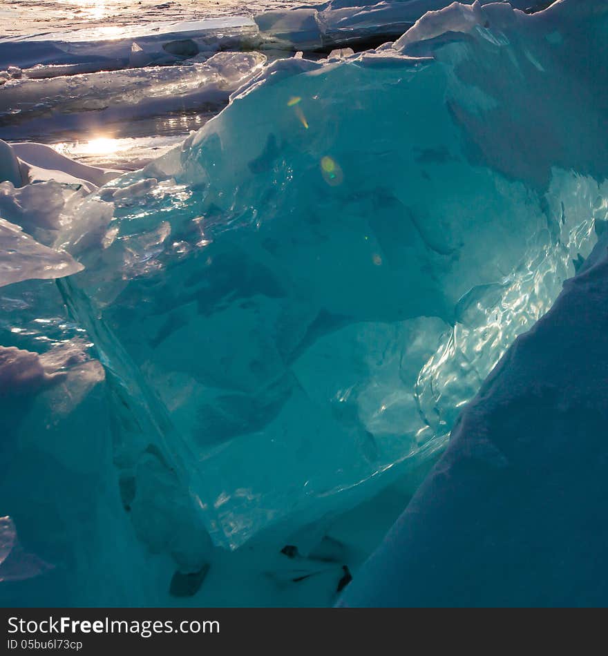 Blocs of ice on Baikal lake