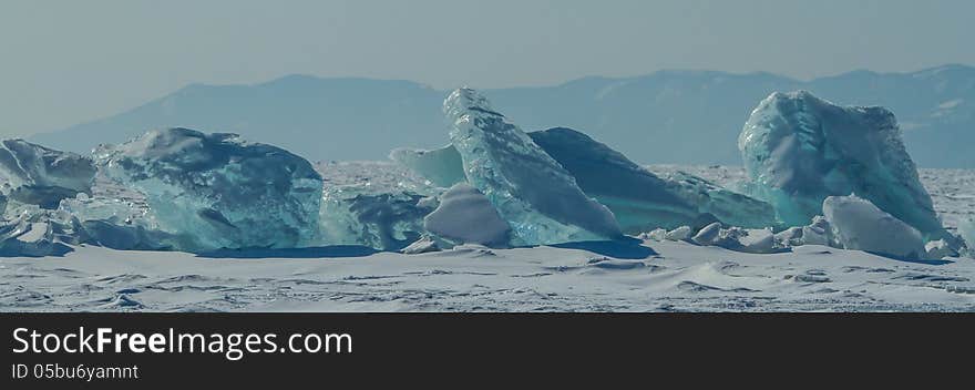 Blocs of ice on Baikal lake