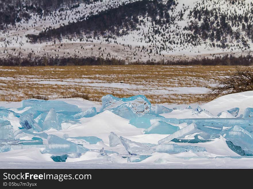 Ice on the Baikal lake