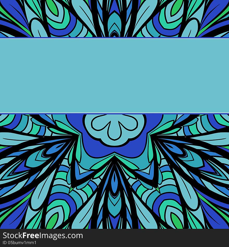 Abstract blue-green pattern with stripe for your text