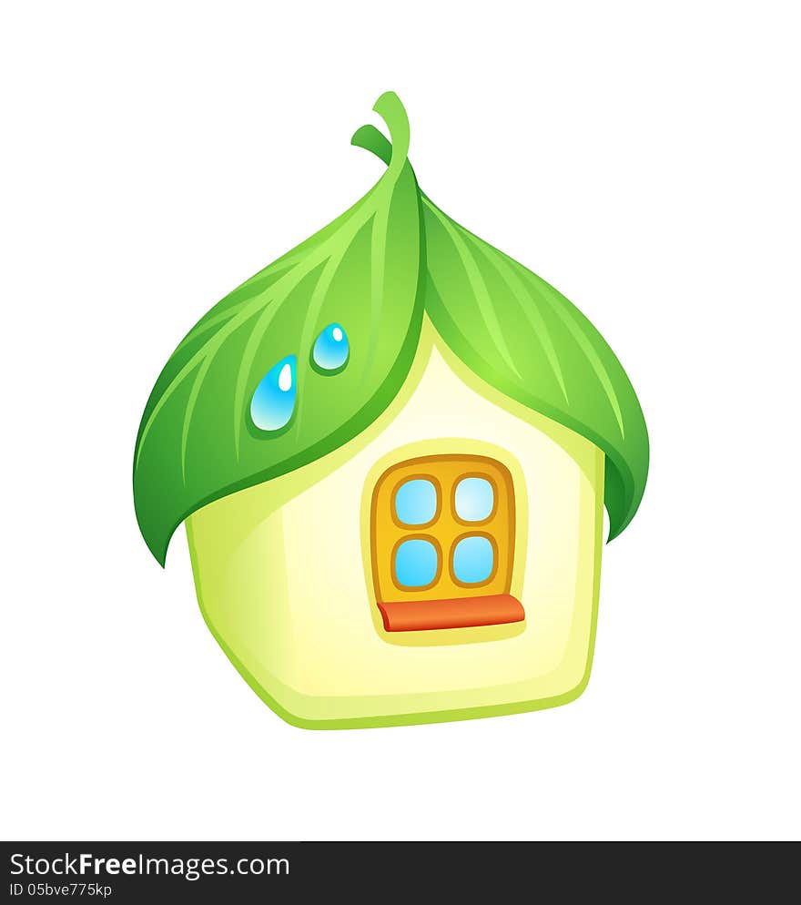 Home with roof made from leaves. Vector EPS8. Home with roof made from leaves. Vector EPS8