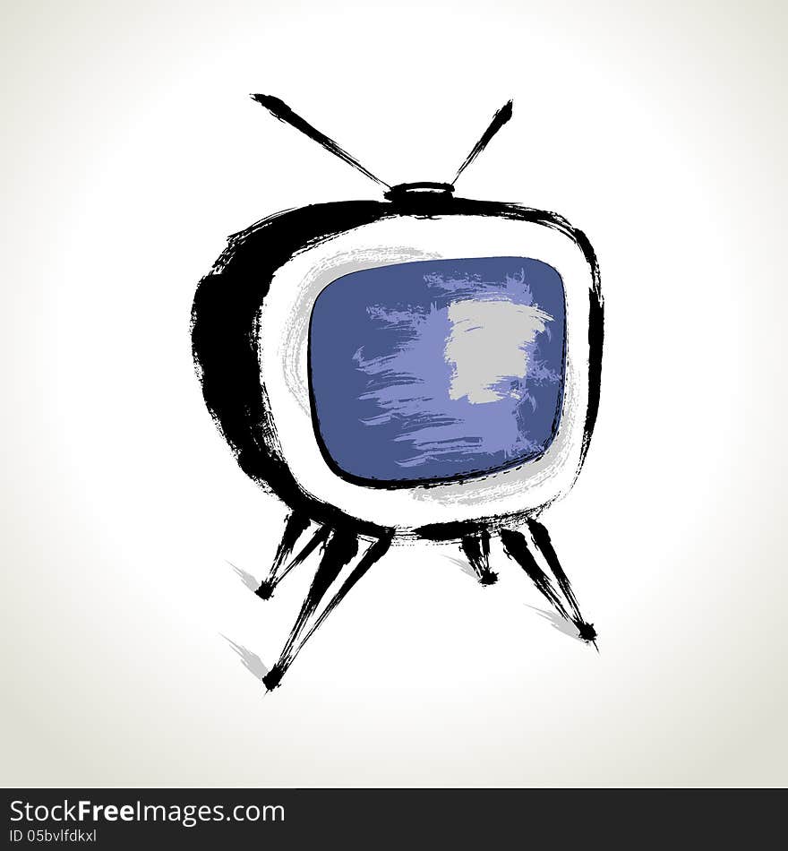 Vector: Old Television Drawing