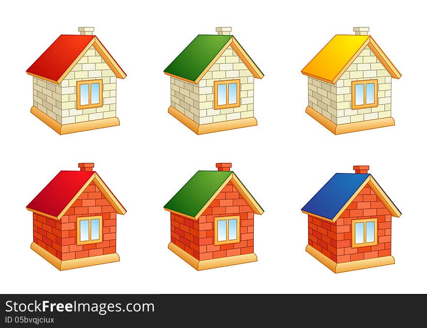 Brick houses - set of icons. EPS8