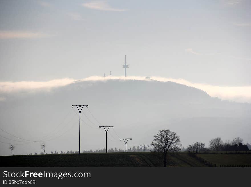 Mountain in the fog