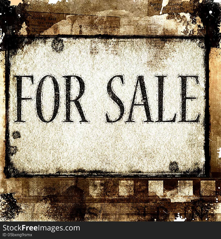 For sale sign in grunge style background