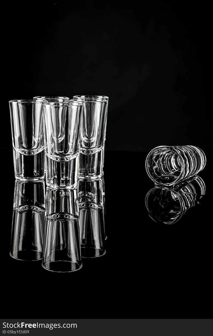 Composition Of Shot Glasses Set  On Black