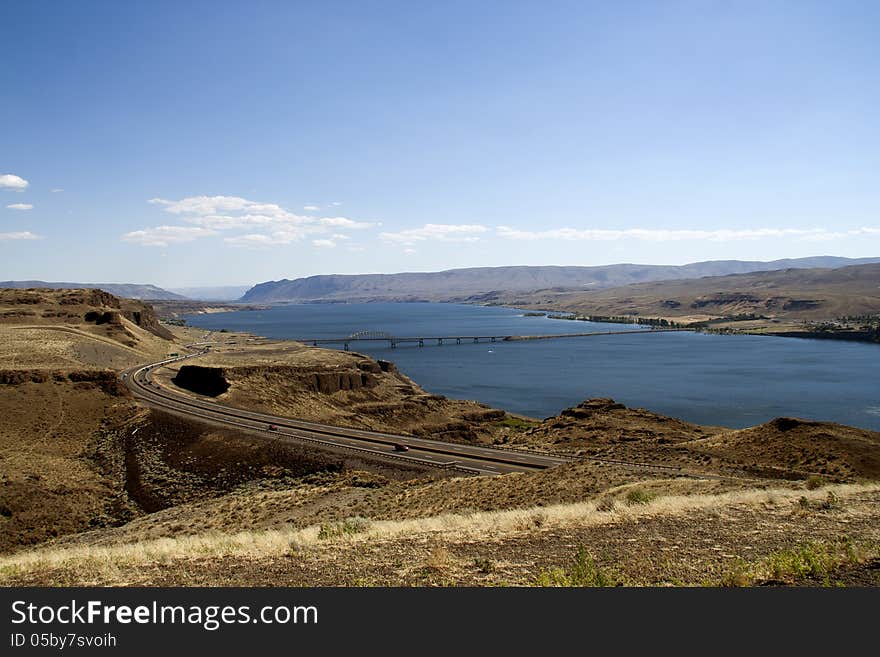 Route 90 Crossing the Columbia River in Washington State. Route 90 Crossing the Columbia River in Washington State