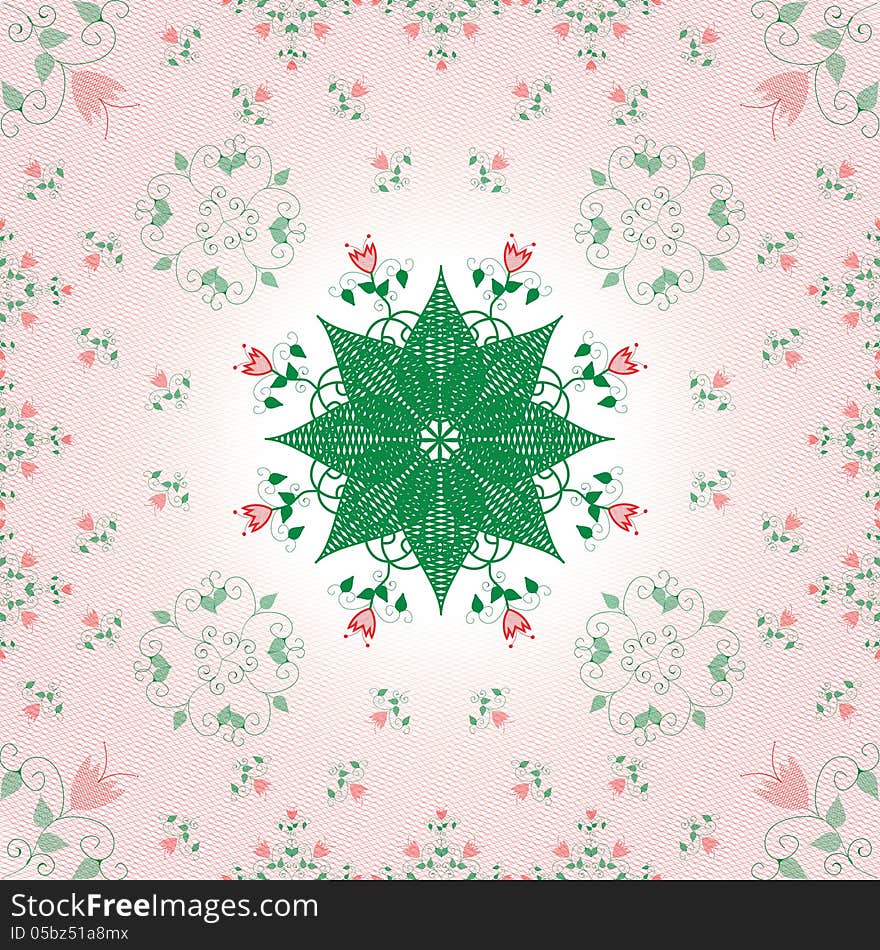 Abstract floral pattern (illustration with clipping mask). Abstract floral pattern (illustration with clipping mask).