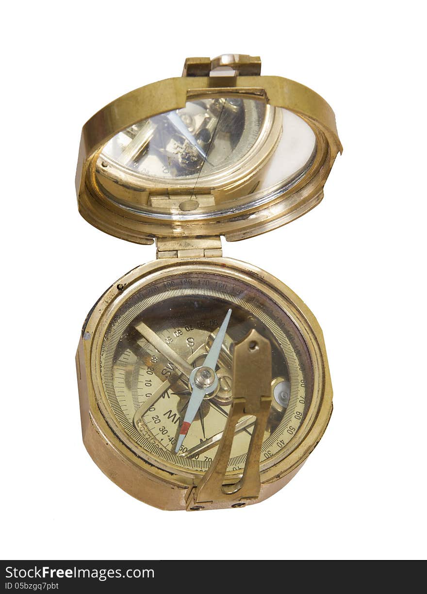 Bronze metallic old compass