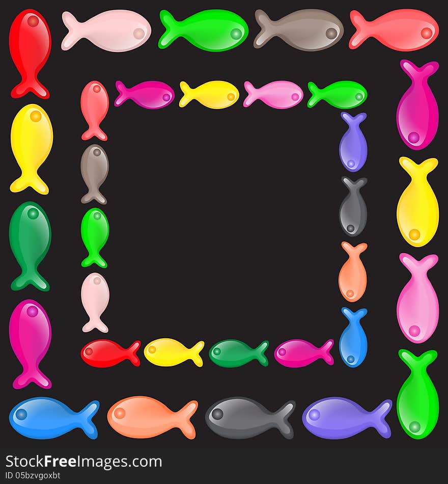 Vector Illustration Of Fish Frame