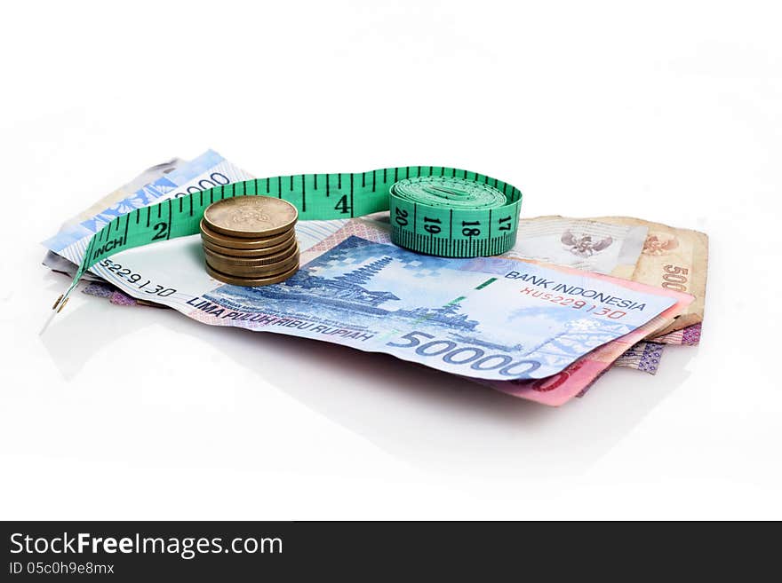 Rupiah with measure tape