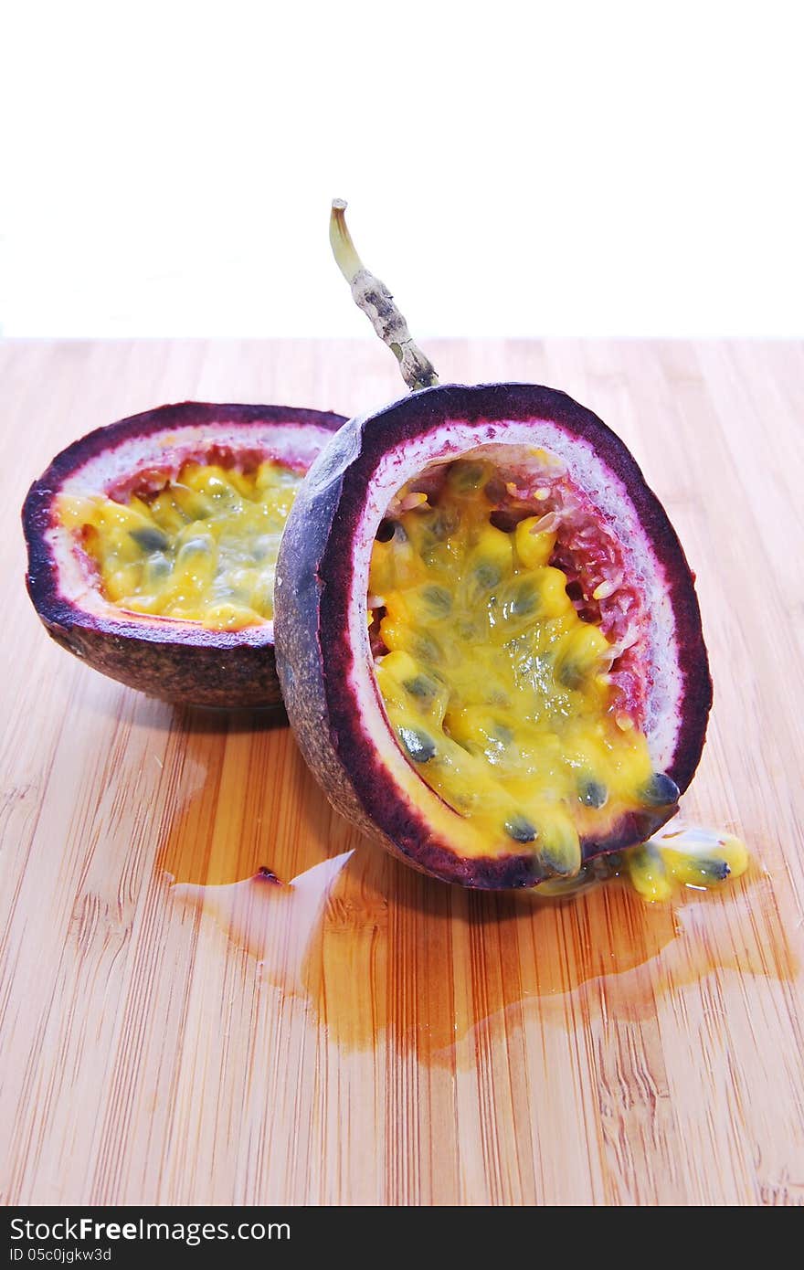 Passionfruit on chopping board