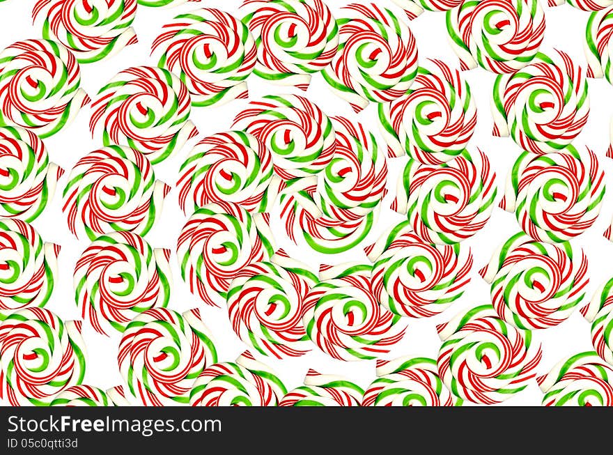 Spiral of lollipops isolated on a white background