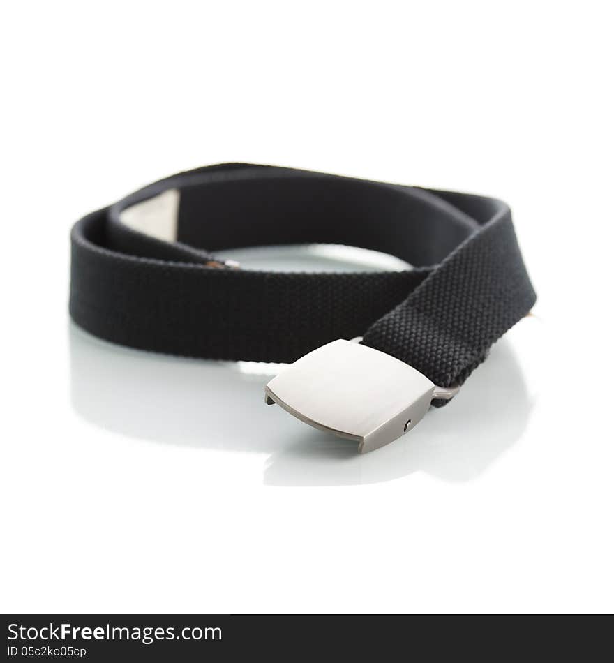 Black belt for men with shadow on white background