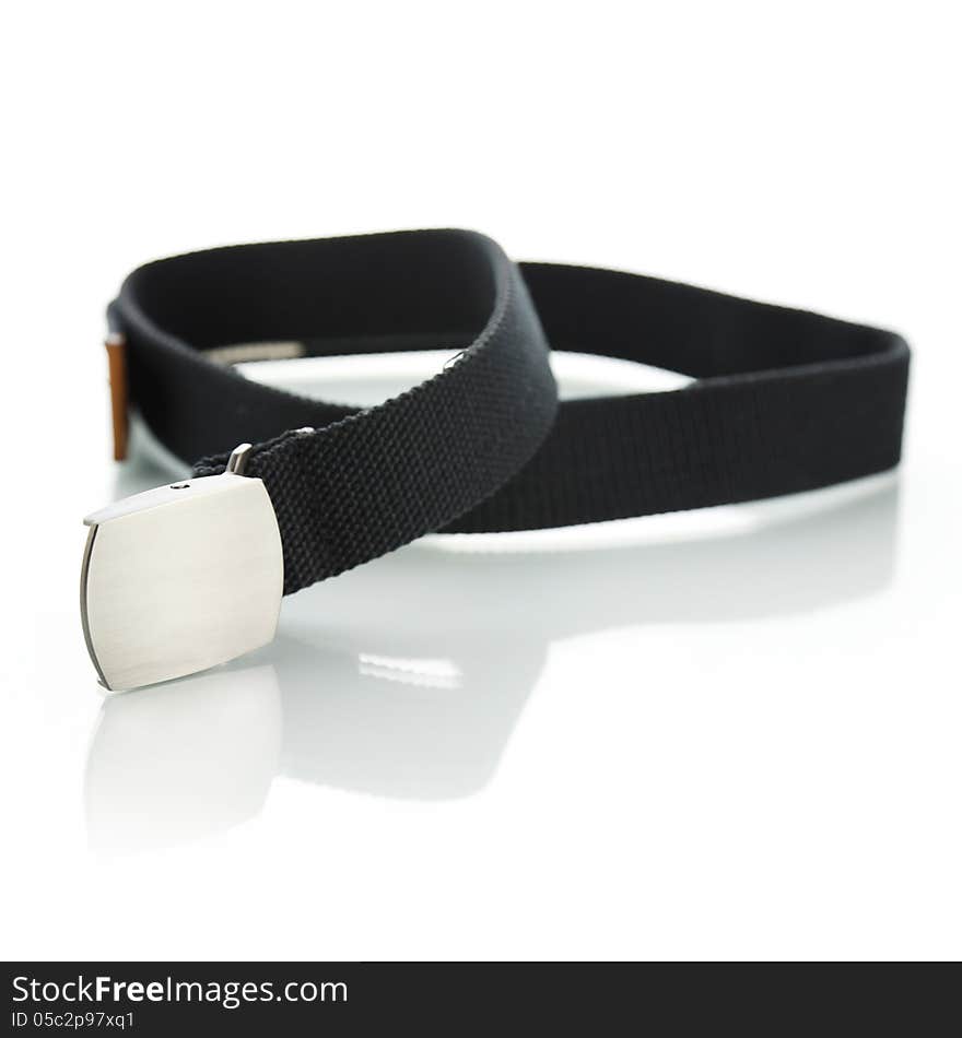 Black belt for men with shadow on white background