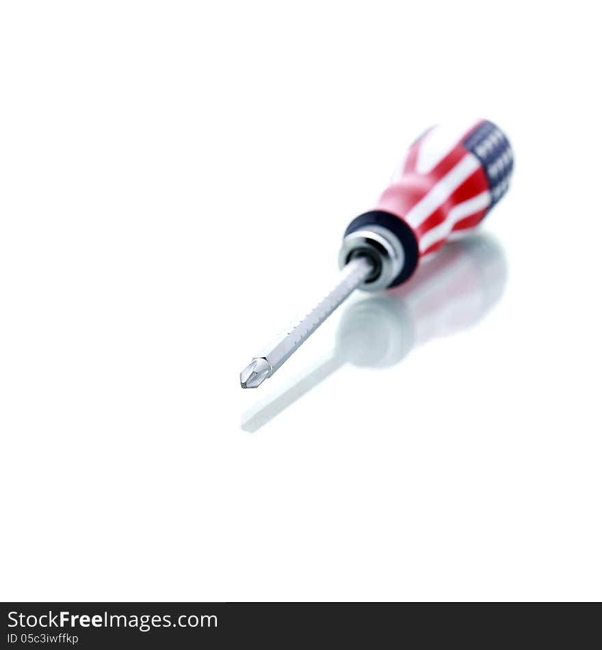 Screwdriver with shadow on a white background