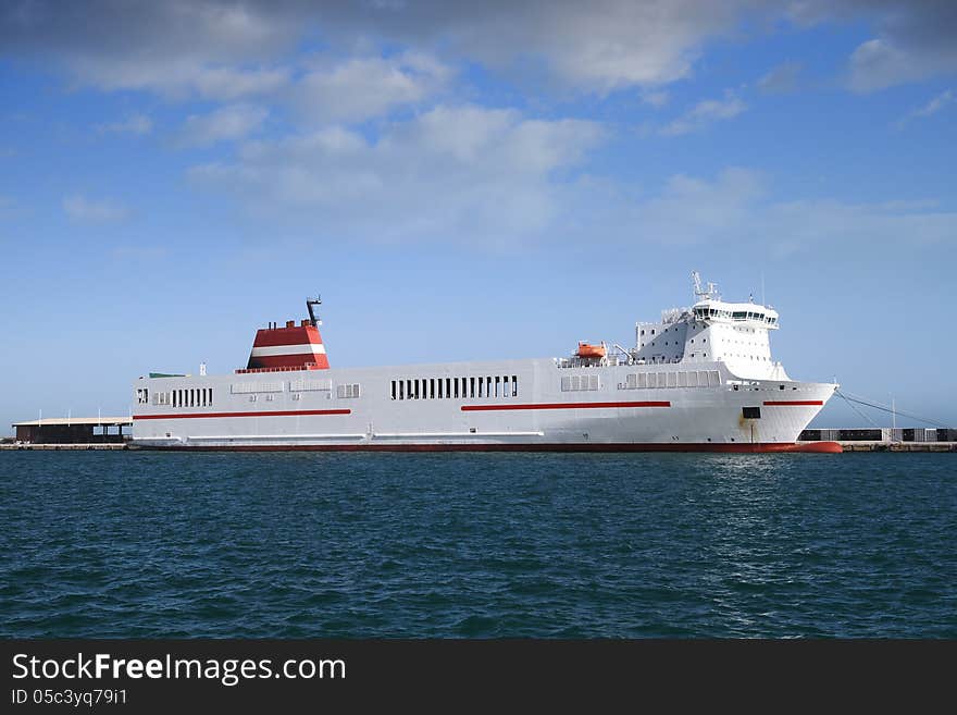 Container ship docked