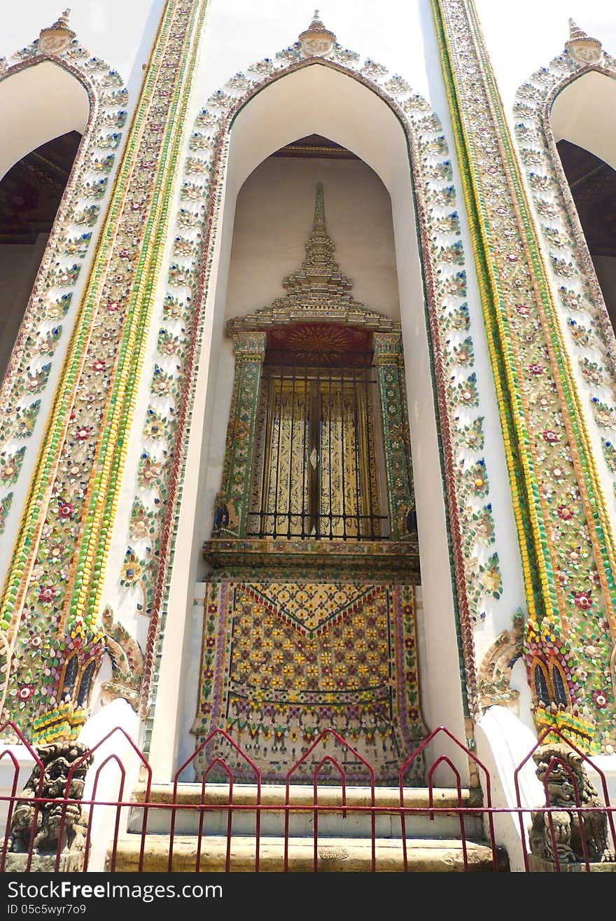 Traditional Thai Style Church Window In Wat Phra K