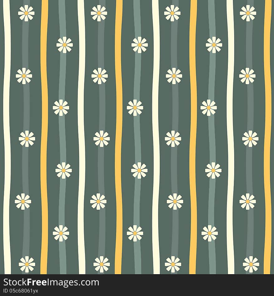 Wallpaper With Stripes And Camomiles