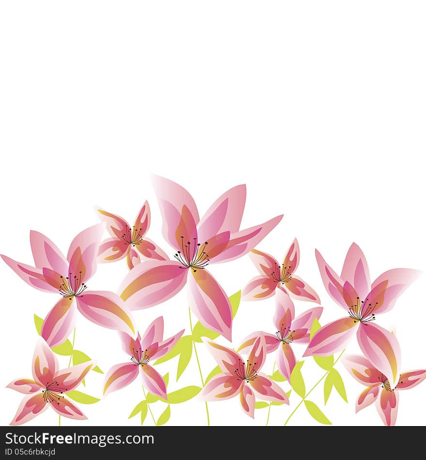 Vector summer background with flowers. Vector summer background with flowers