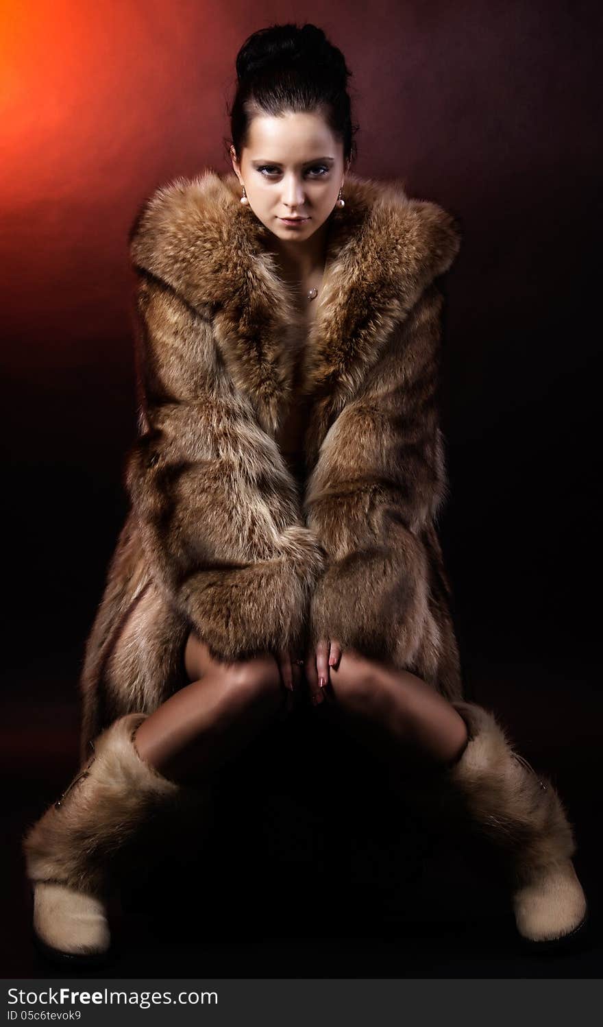 Woman In Luxury Winter Fur Coat