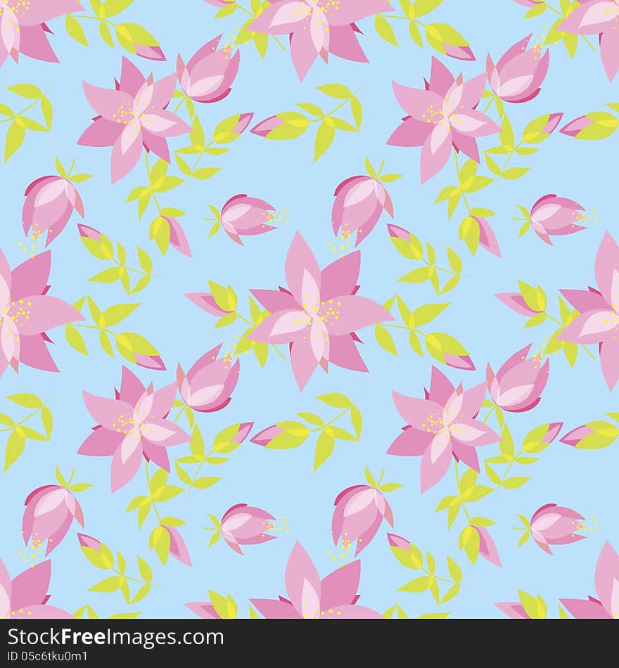 Vector seamless background with flowers. Vector seamless background with flowers