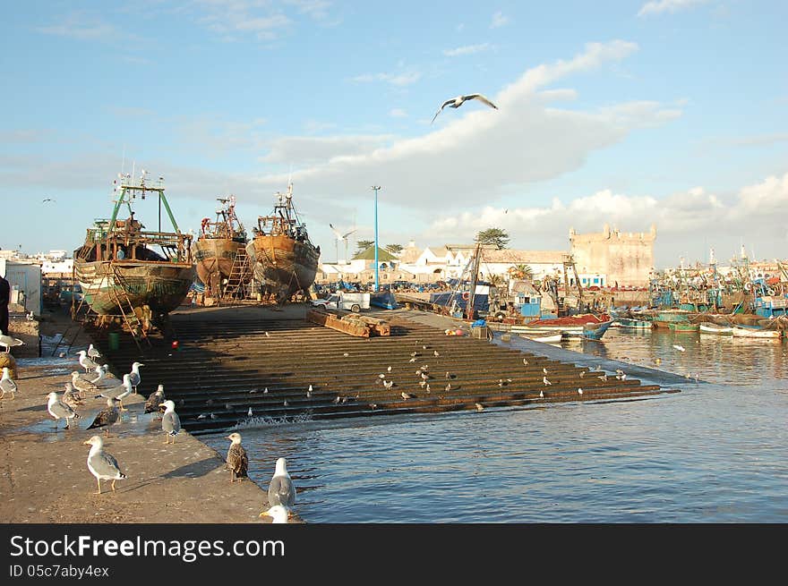 Boats in Port of Essaouira, Morocco