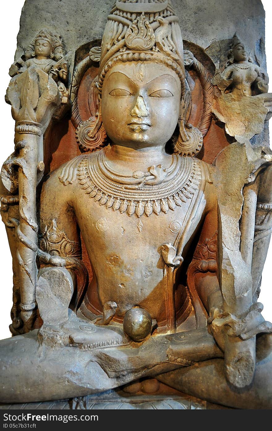 12th century stone carved statue of an Indian mythical God. 12th century stone carved statue of an Indian mythical God.