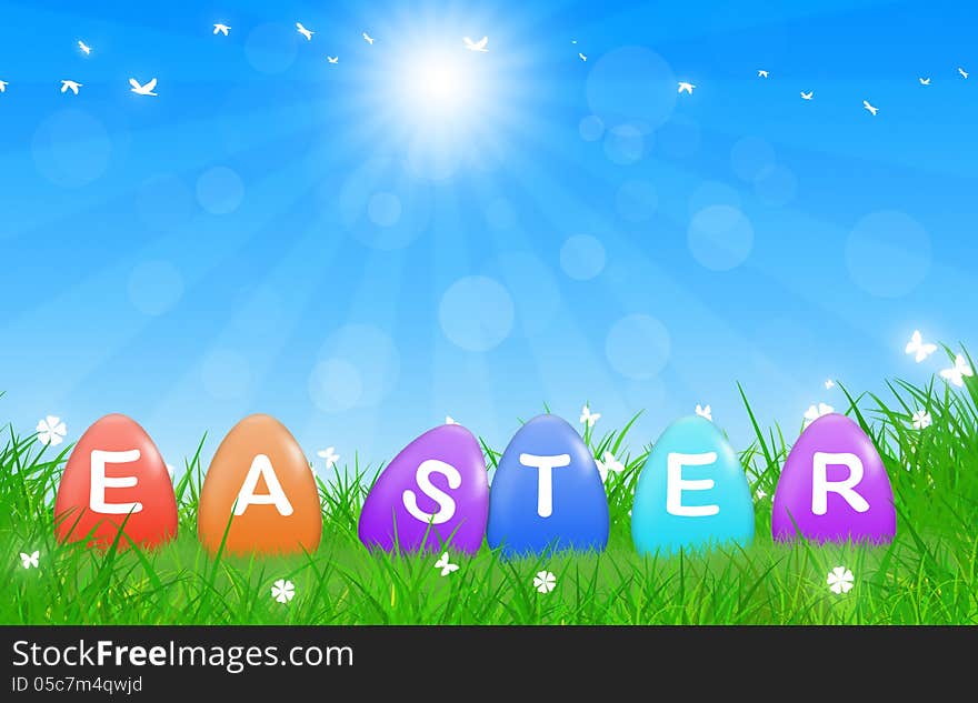 Easter celebration decorated nature fresh air background. Easter celebration decorated nature fresh air background