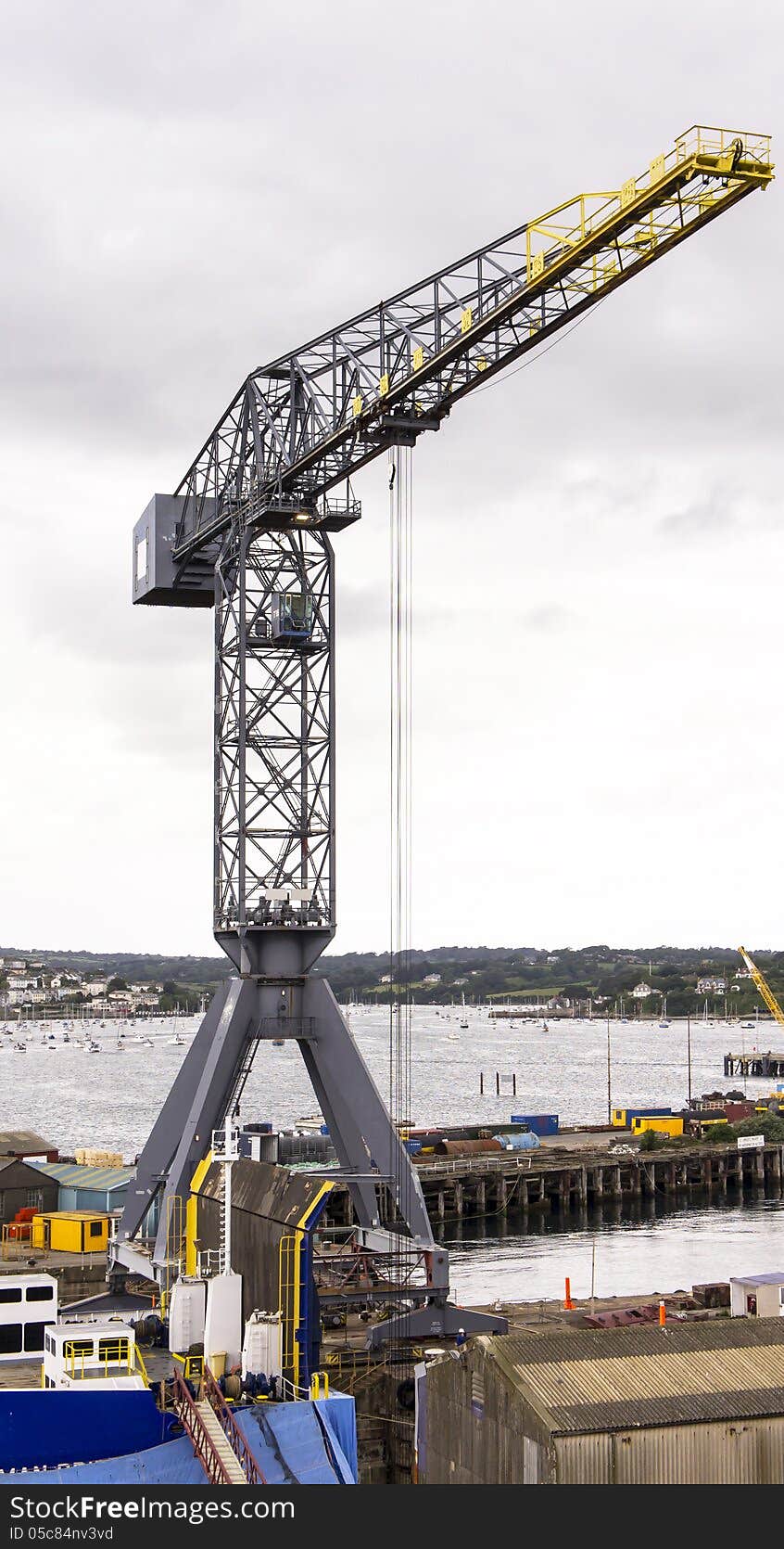 View of dockland crane in falmouth