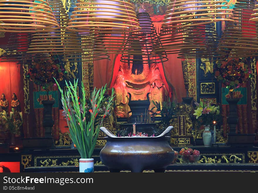 Buddhist prayer joss sticks in a chinese temple