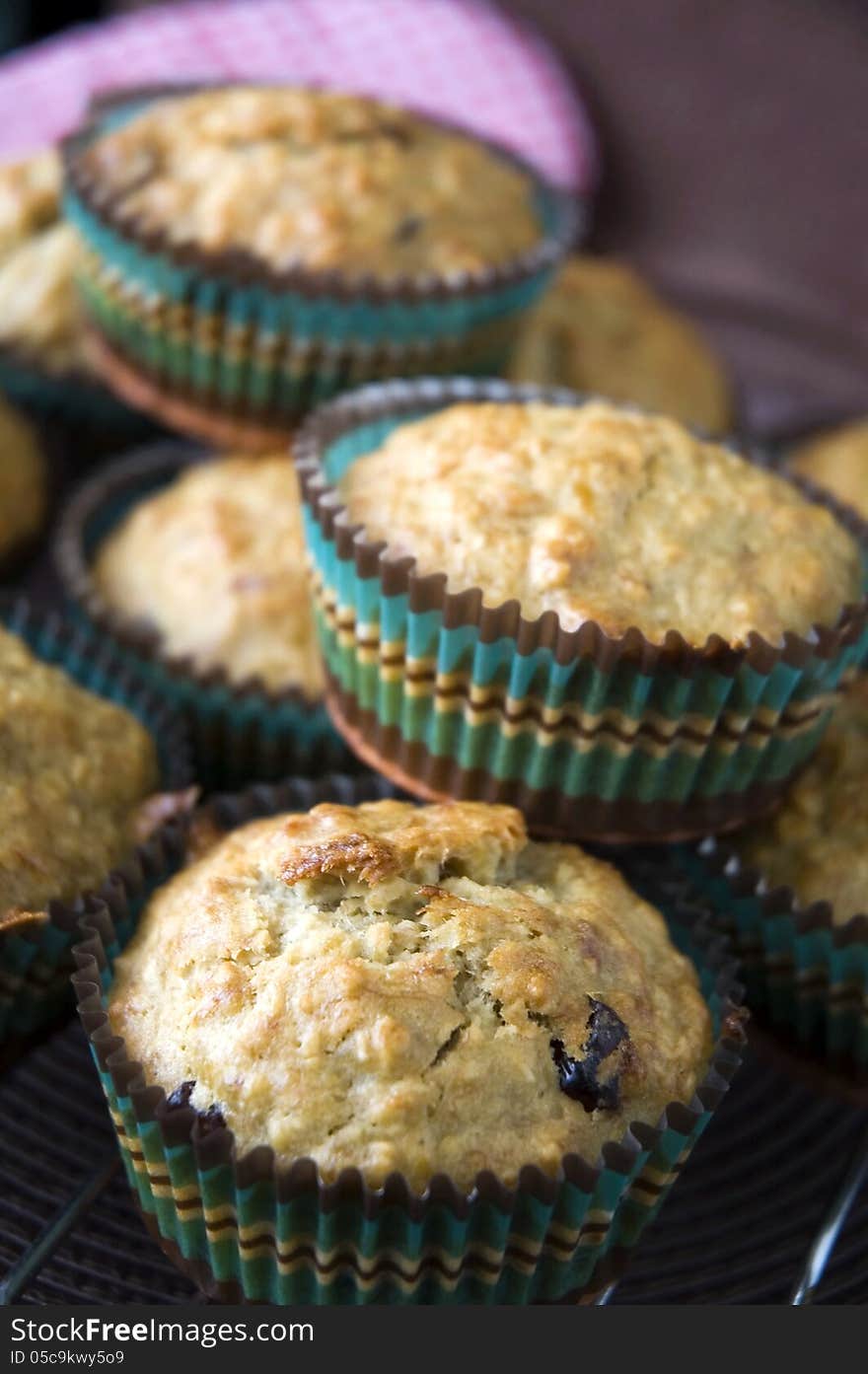 Close up homemade banana muffins. Close up homemade banana muffins