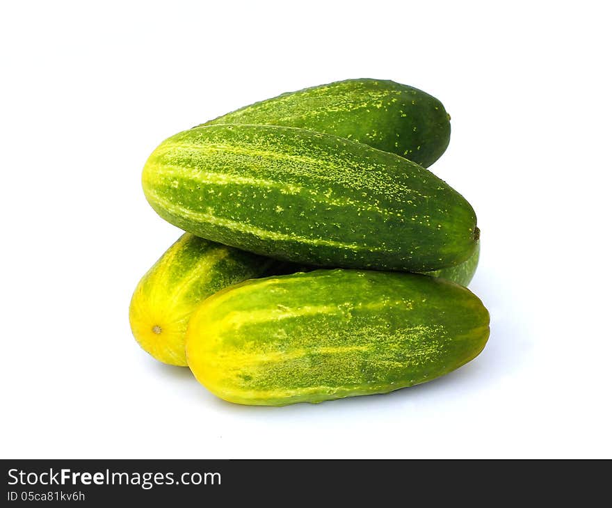 Fresch cucumbers on white background