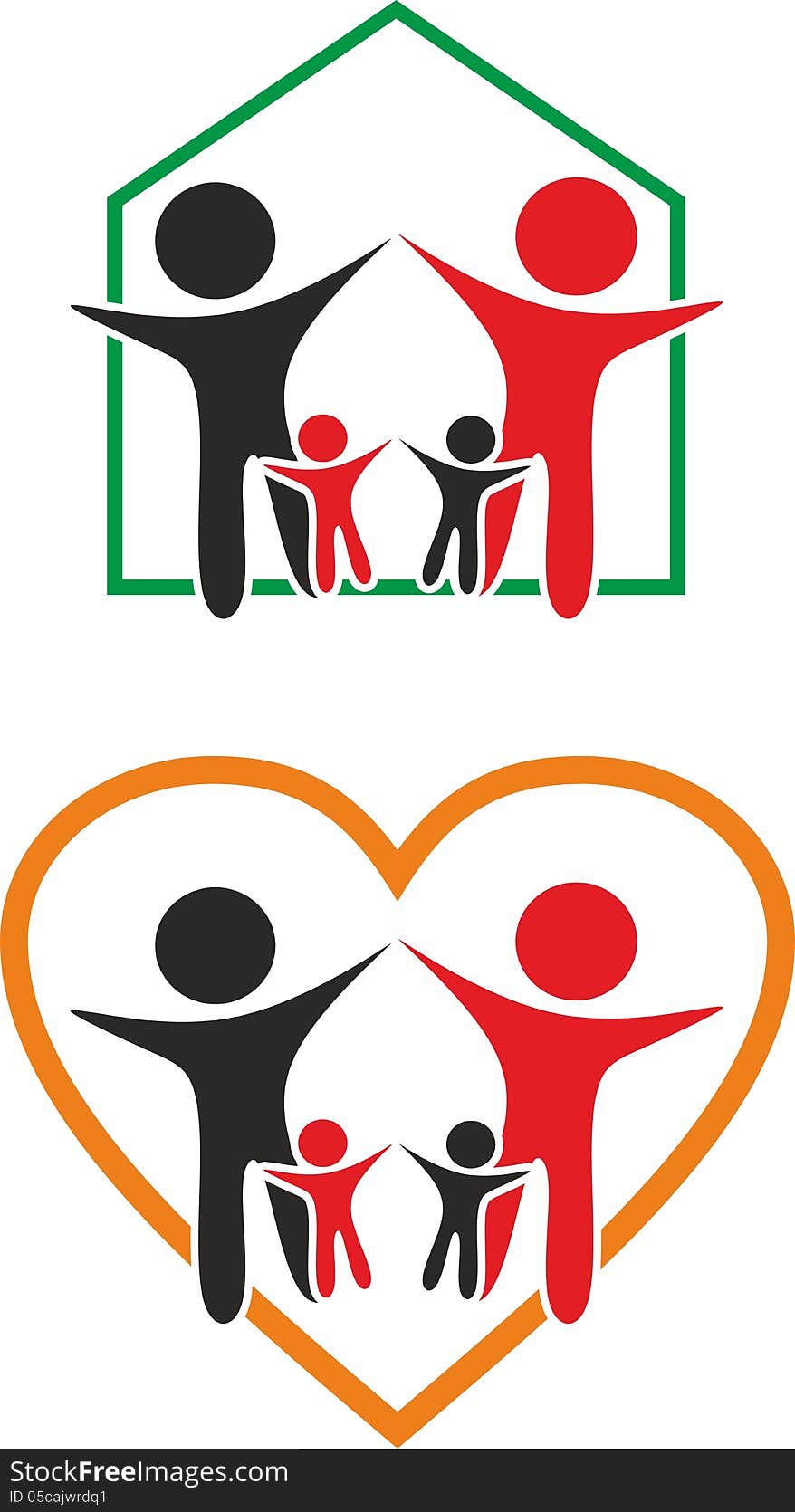 Two logos representing the image of family and home. Illustrated form.