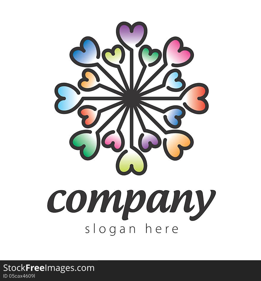 Vector color logo of colored hearts. Vector color logo of colored hearts