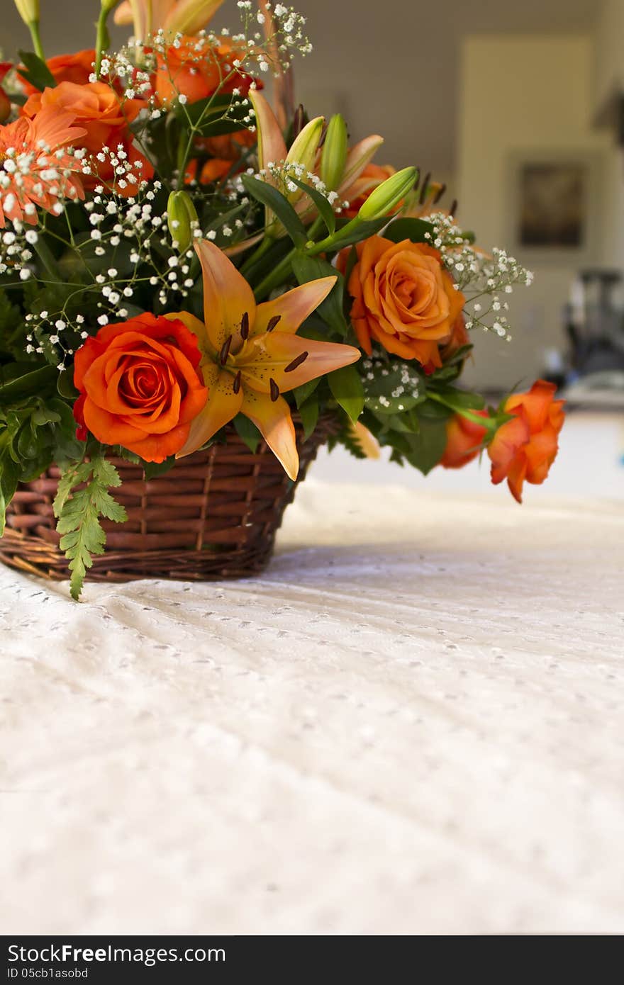 A bouquet of orange flowers on a white background. A bouquet of orange flowers on a white background