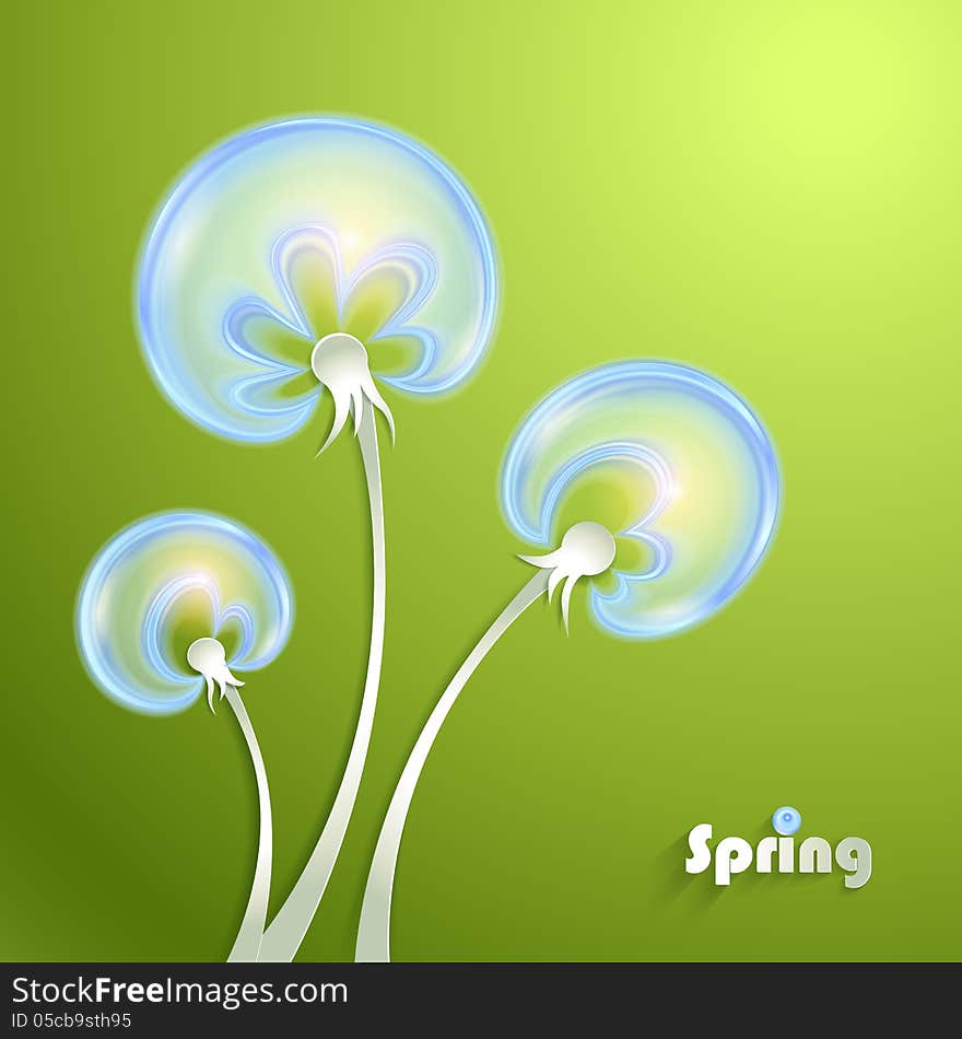 Green Paper Background with Dandelion. Green Paper Background with Dandelion