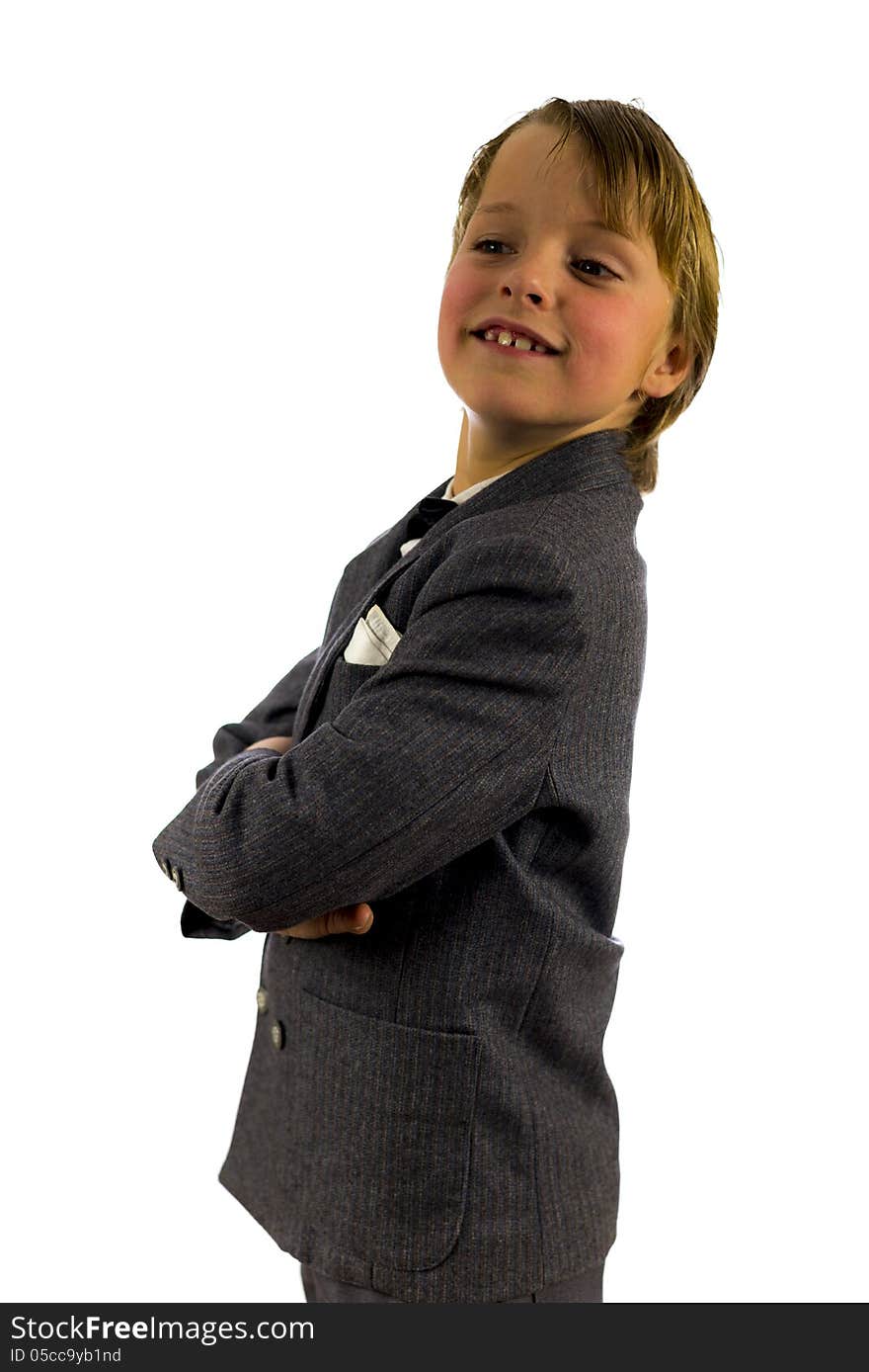 Boy in old fashioned clothings, on white background. Boy in old fashioned clothings, on white background