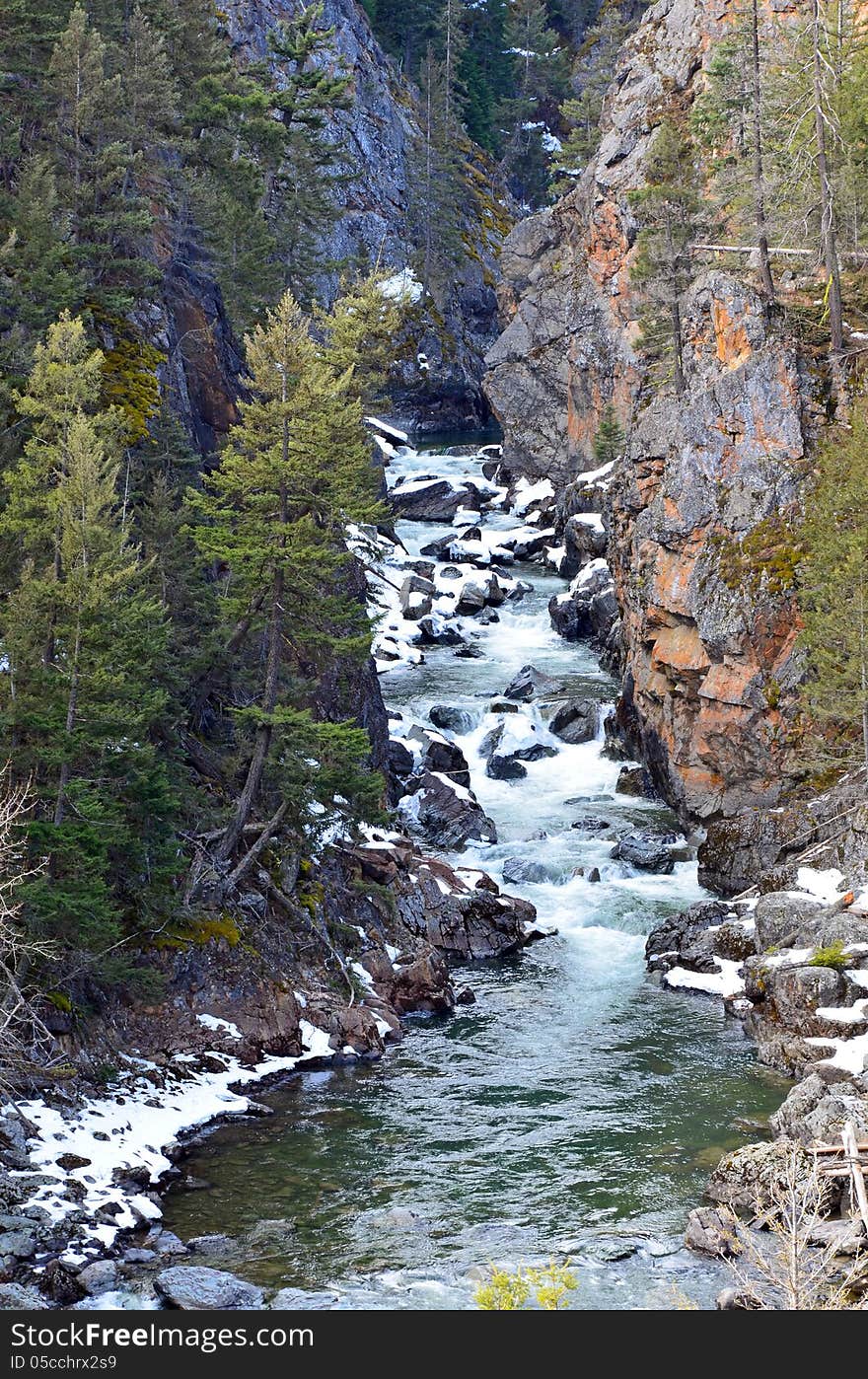 River flowing through canyon gorge. River flowing through canyon gorge