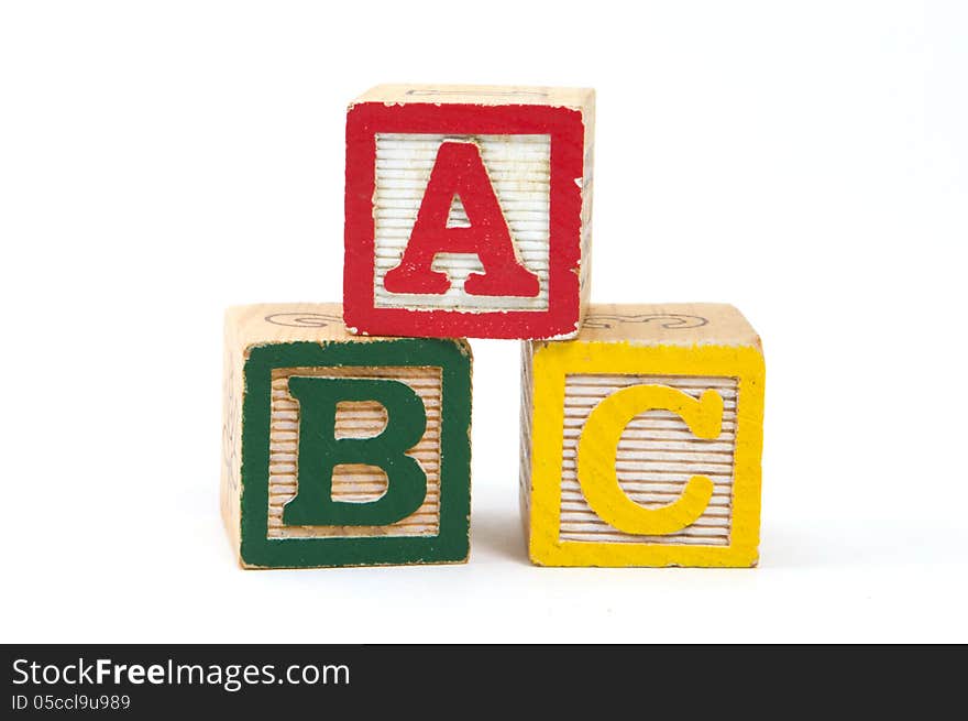 ABC wooden blocks isolated on a white background