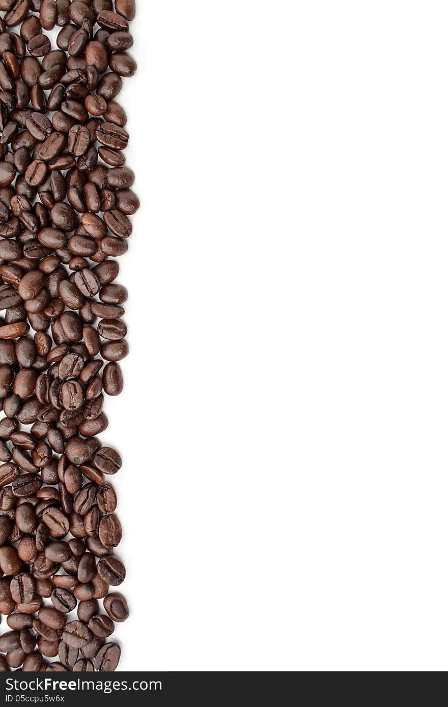 Coffee beans background isolated on white