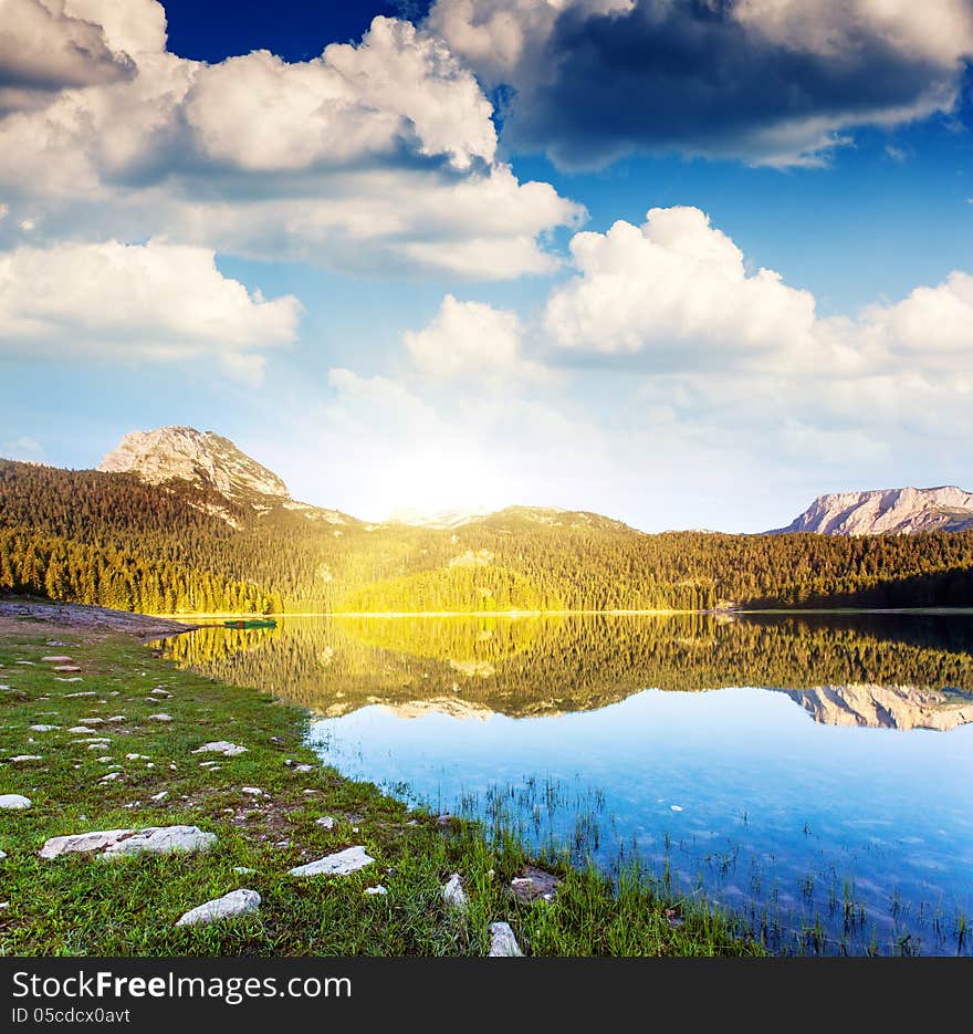 Black lake in Durmitor national park in Montenegro, Europe. Beauty world.