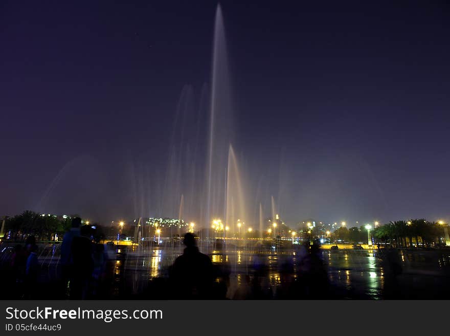 Music fountain at night