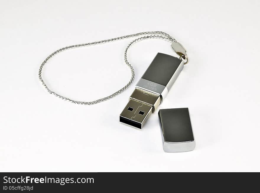 USB flash drive on a chain. USB flash drive on a chain